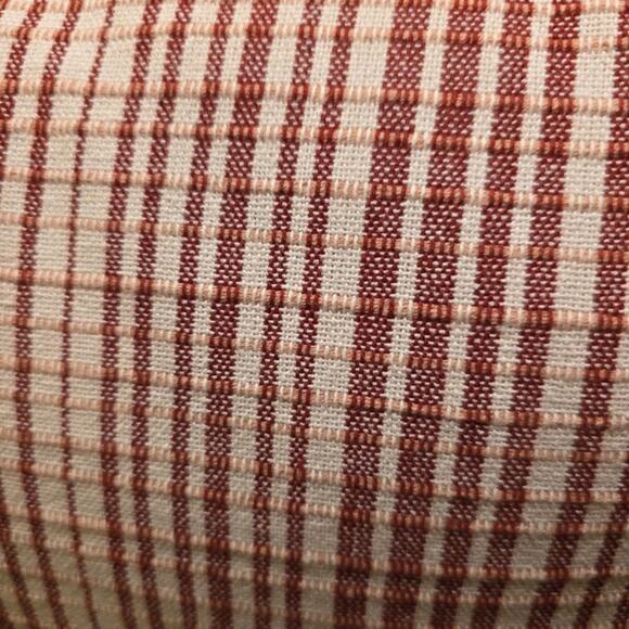 Studio McGee Threshold Uneven Plaid with Ruffle Pillow Burgundy Cream Christmas - Picture 2 of 5